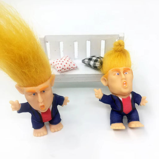 2.36'' President Donald Trump 2020 Collect Modle Long Hair Troll Doll Mini Action Figures Funny Toys for Adults Kids