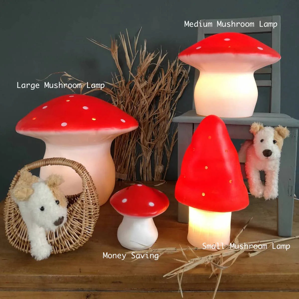 Heico Medium Mushroom LED Lamp, Red