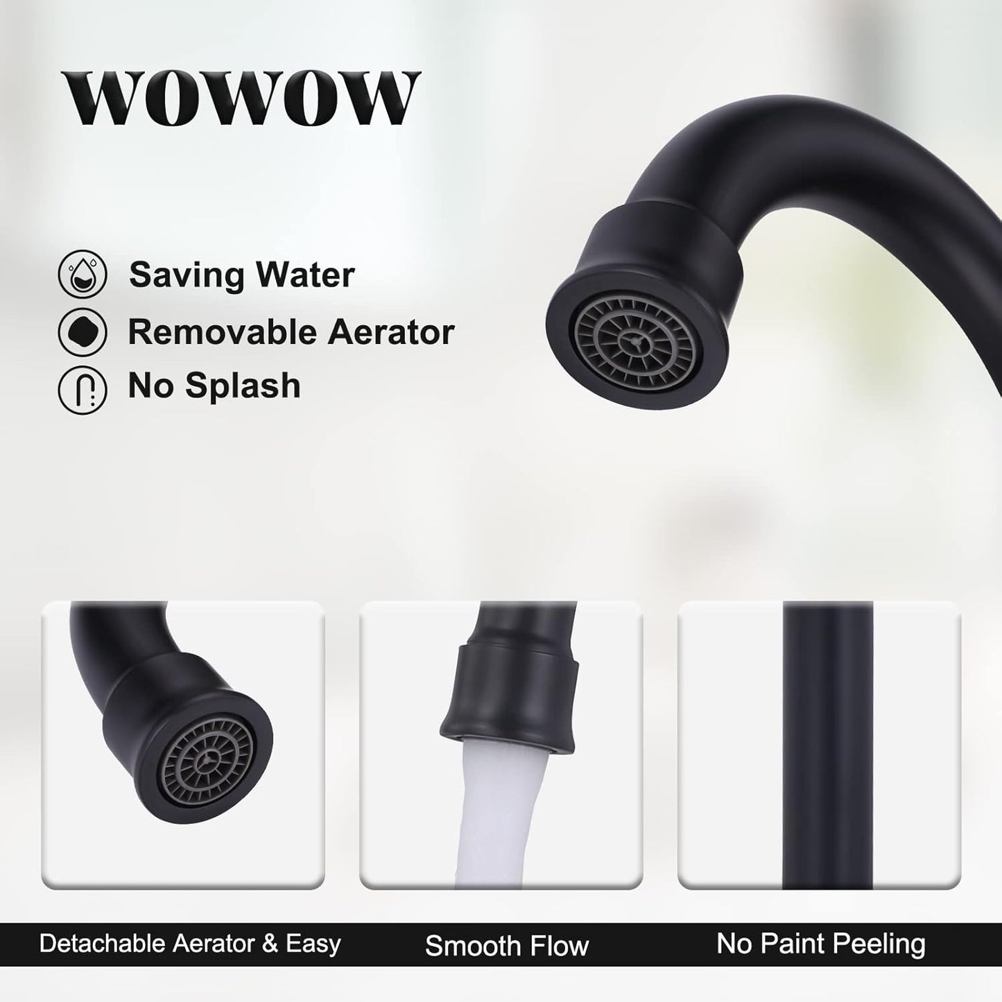 2 Handle Bathroom Faucet Matte Black Bathroom Sink Faucet Widespread Faucet with Pop up Drain Brass Bathroom Faucet 3 Hole Vanity Faucet 8 Inch Basin Faucet