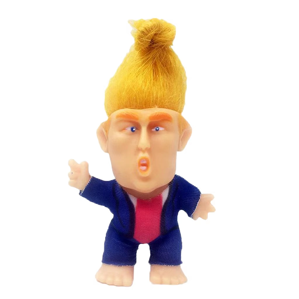 2.36'' President Donald Trump 2020 Collect Modle Long Hair Troll Doll Mini Action Figures Funny Toys for Adults Kids