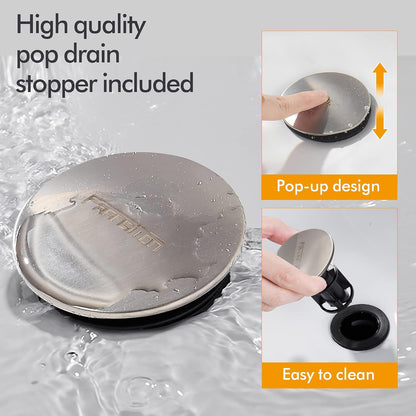 8 Inch 2 Handles 3 Holes Antique Bathroom Faucet Widespread Bathroom Sink Faucet Pop up Drain with Overflow Lavatory Faucet Vintage Bathroom Faucet