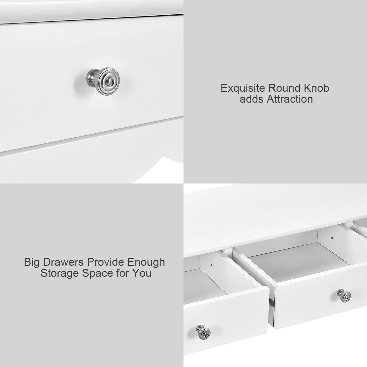 Console Table Hall Table Side Table Desk Accent Table 3 Drawers Entryway White