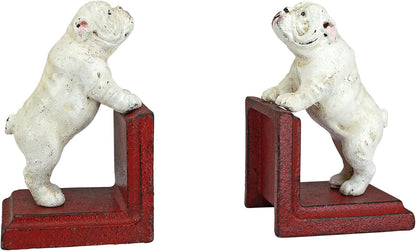 over the Fence Bulldog Cast Iron Sculptural Bookend Pair