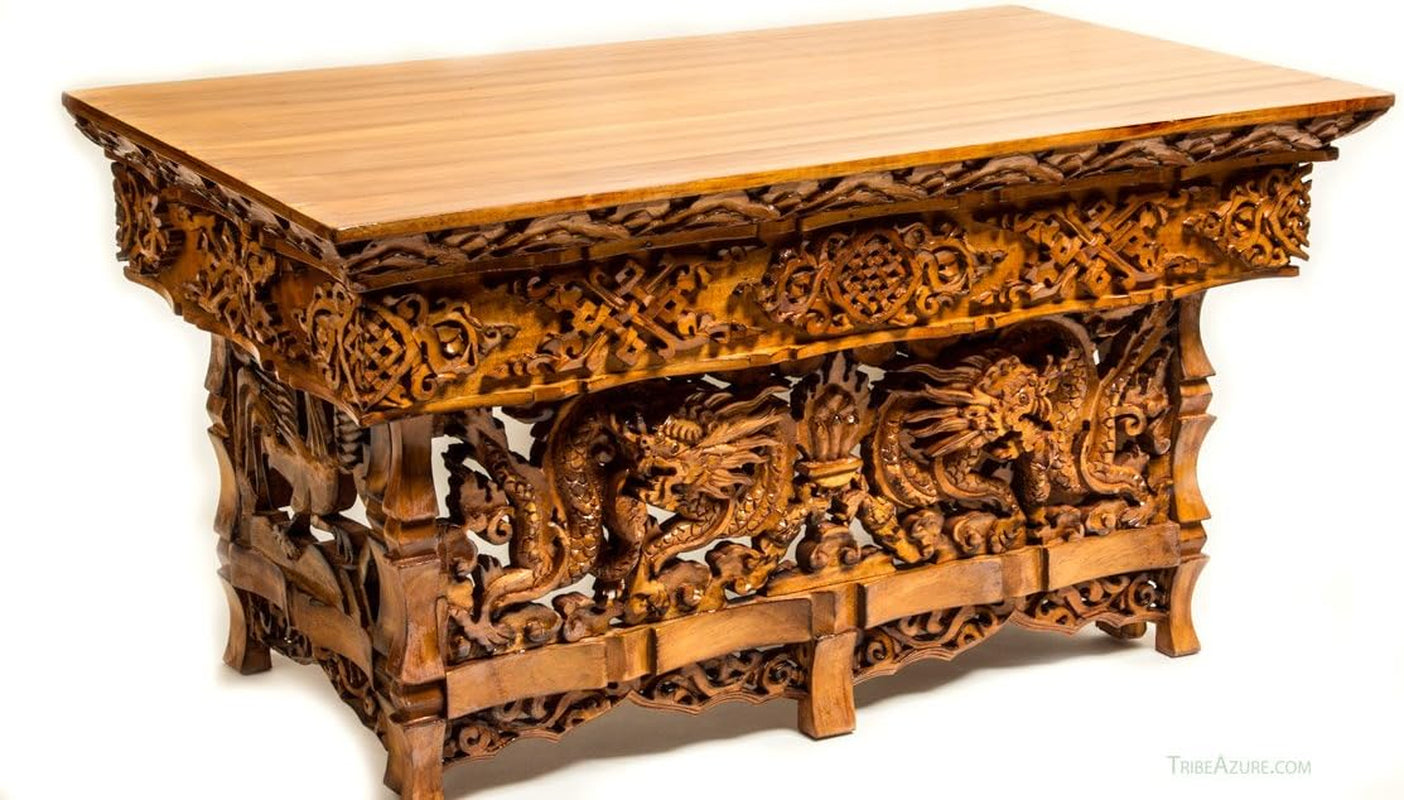 Small Altar Table, Meditation Table Altar, Small Puja Table, Meditation Altar Wood Wiccan Buddhist, Tea Japanese, Low Side Dragon (Large)
