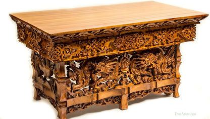 Small Altar Table, Meditation Table Altar, Small Puja Table, Meditation Altar Wood Wiccan Buddhist, Tea Japanese, Low Side Dragon (Large)