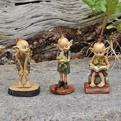Miniature Fairy Garden and Terrarium Statue, Garden Pixie Elf Reading Book