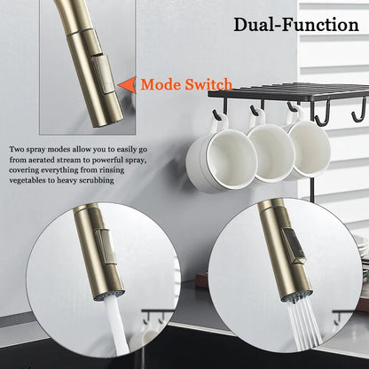 Brushed Gold Kitchen Faucet  Sensitive Touch Control Sink Faucet