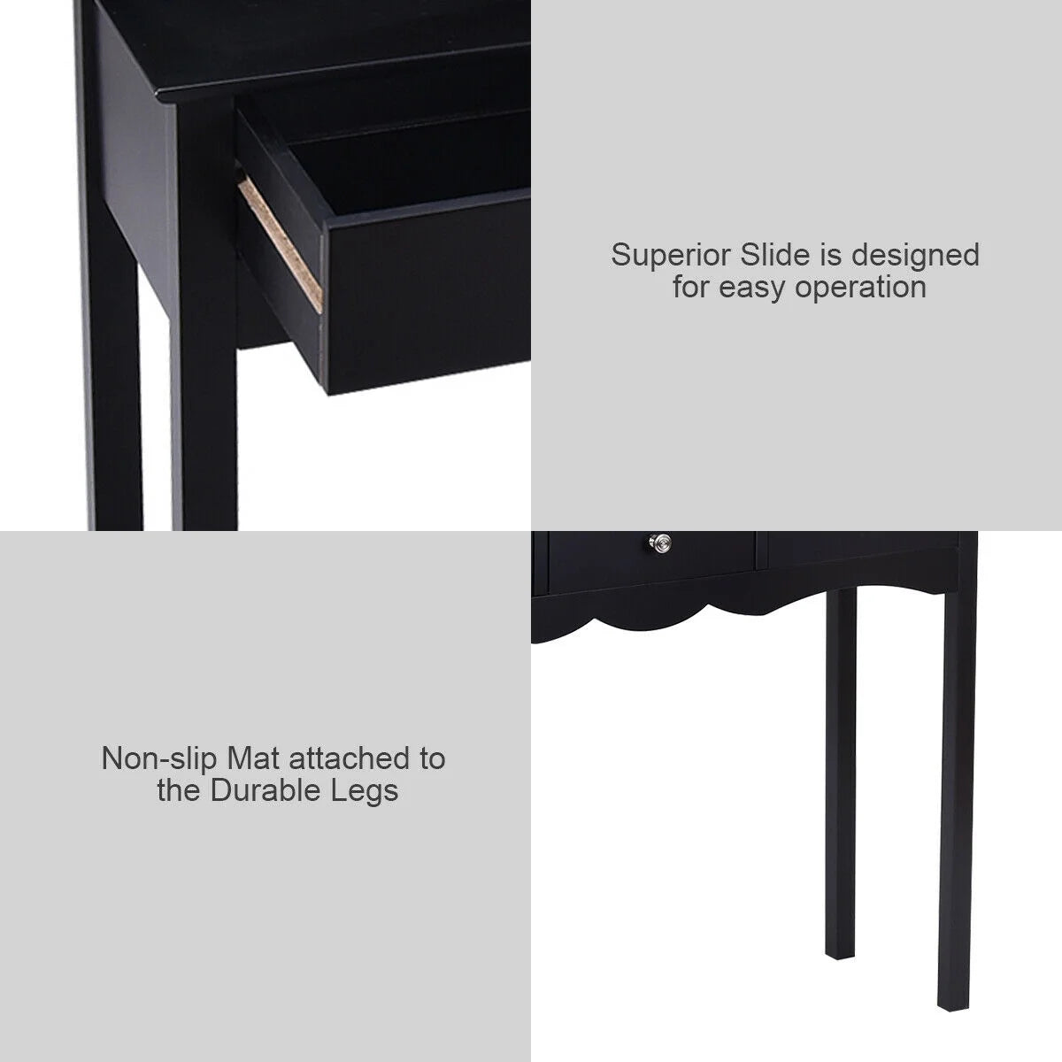 Console Table Hall Table Side Table Desk Accent Table 3 Drawers Entryway Black