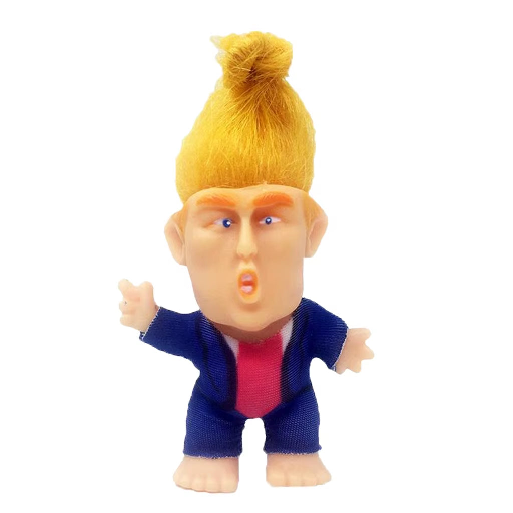 2.36'' President Donald Trump 2020 Collect Modle Long Hair Troll Doll Mini Action Figures Funny Toys for Adults Kids