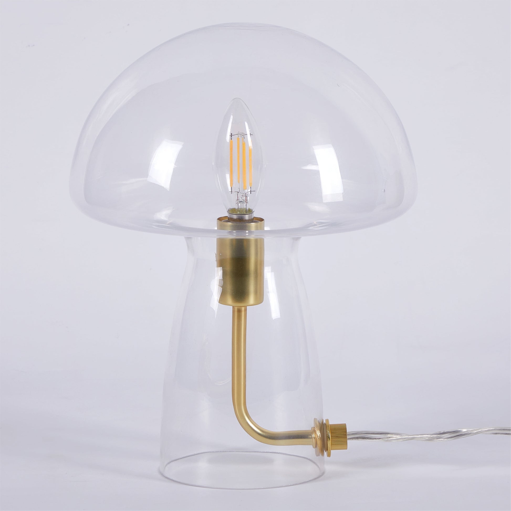 Novelty Glass Mushroom Lamp, Clear, 12" H, Plug-In