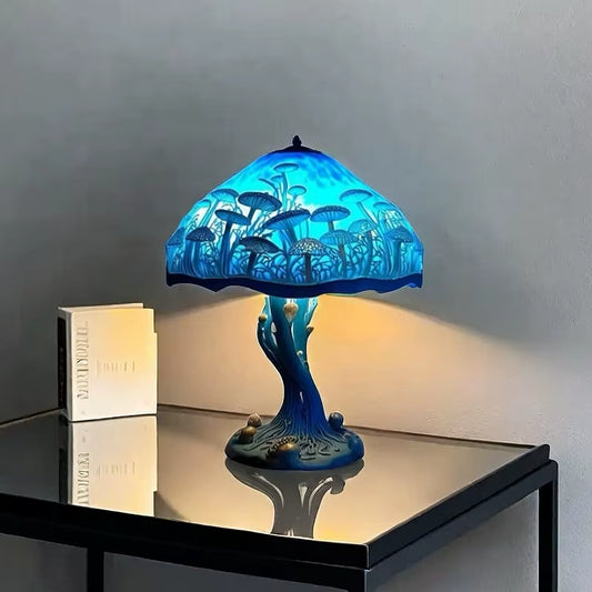 Vintage 15Cm Stained Glass Mushroom Table Lamp Plant Series Snail Octopus Creative Colorful 