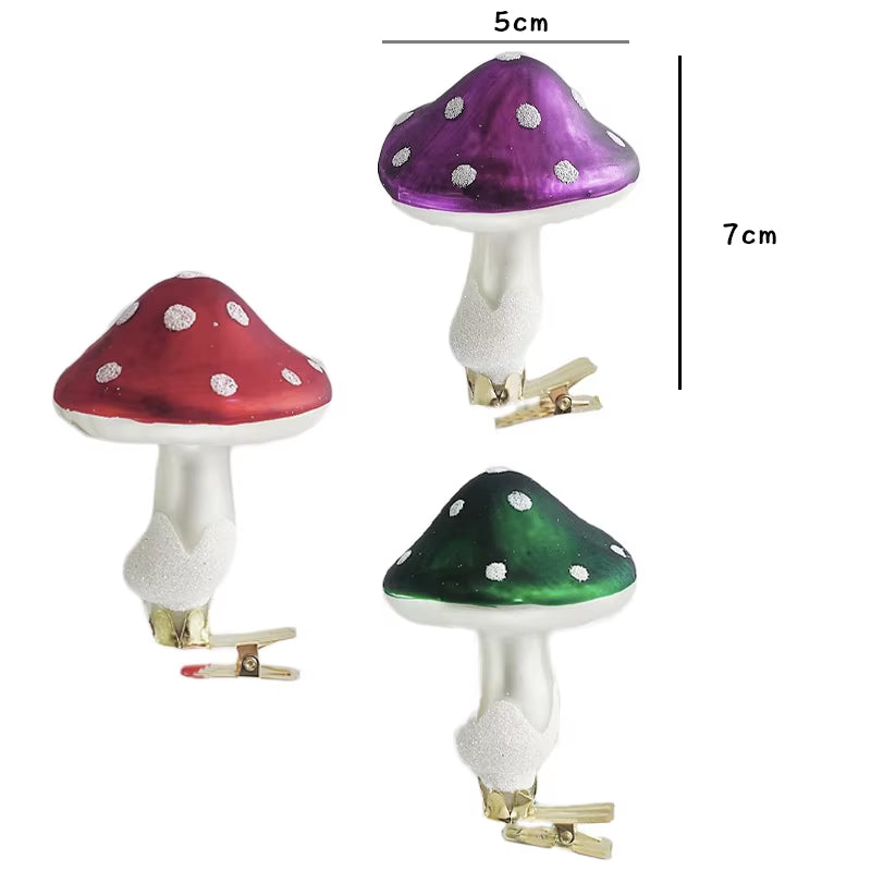 Glass Mushroom Clip Christmas Tree Ornaments Decorations for Home