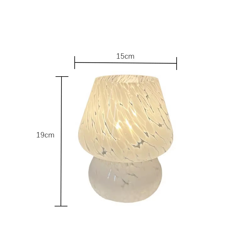 Colorful Flower Dot Glass Mushroom Lamp, American Retro Decorative Desk Lamp
