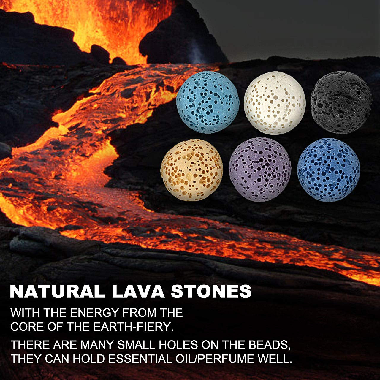 Lava Rock Stone Aromatherapy Essential Oil Diffuser Set Square Ceramic Fragrance Perfume Ware Bowl with 14Pcs round Shape Lava Stone Beads