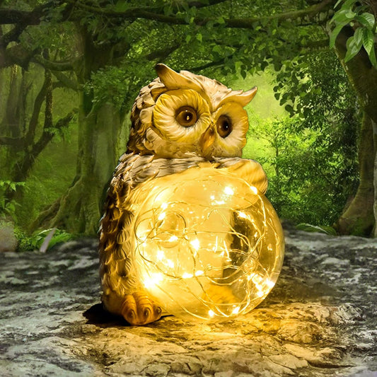 EUOTEO  Owl Garden Lights Handcrafted LED Solar Decorative Lights Perfect Garden Statue for Patios, Pools, Yard, Waterproof, Design with Longer, Brighter Charge & Smart Light Sensors