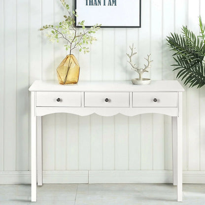 Console Table Hall Table Side Table Desk Accent Table 3 Drawers Entryway White