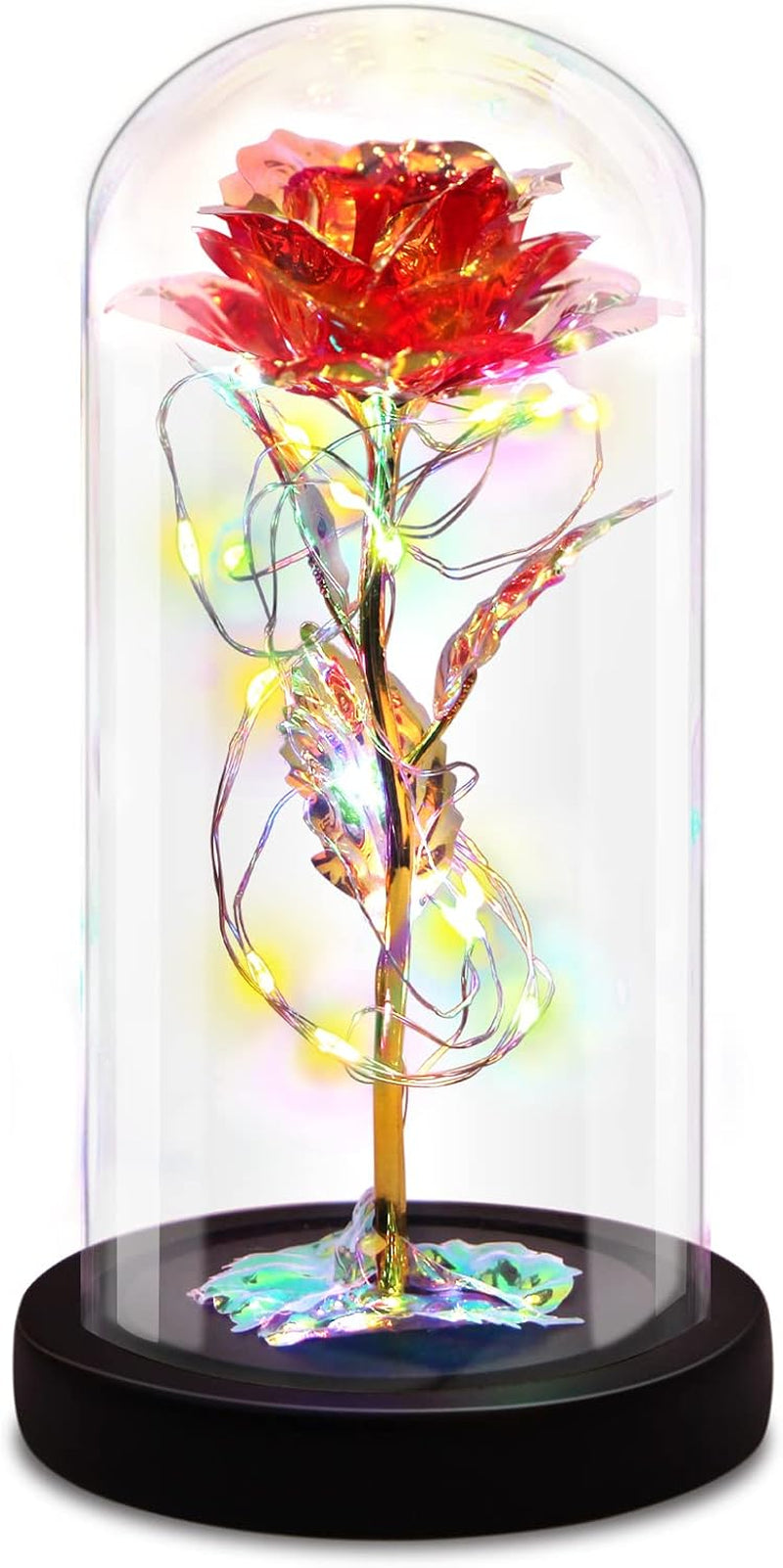 Mom Gifts for Mothers Day Rose Gifts for Mom Women Wife Girlfriend Grandma Her, Glass Artificial Forever Roses Flowers Beauty and the Beast Light Rose Present Decor for Valentines Day Thanksgiving