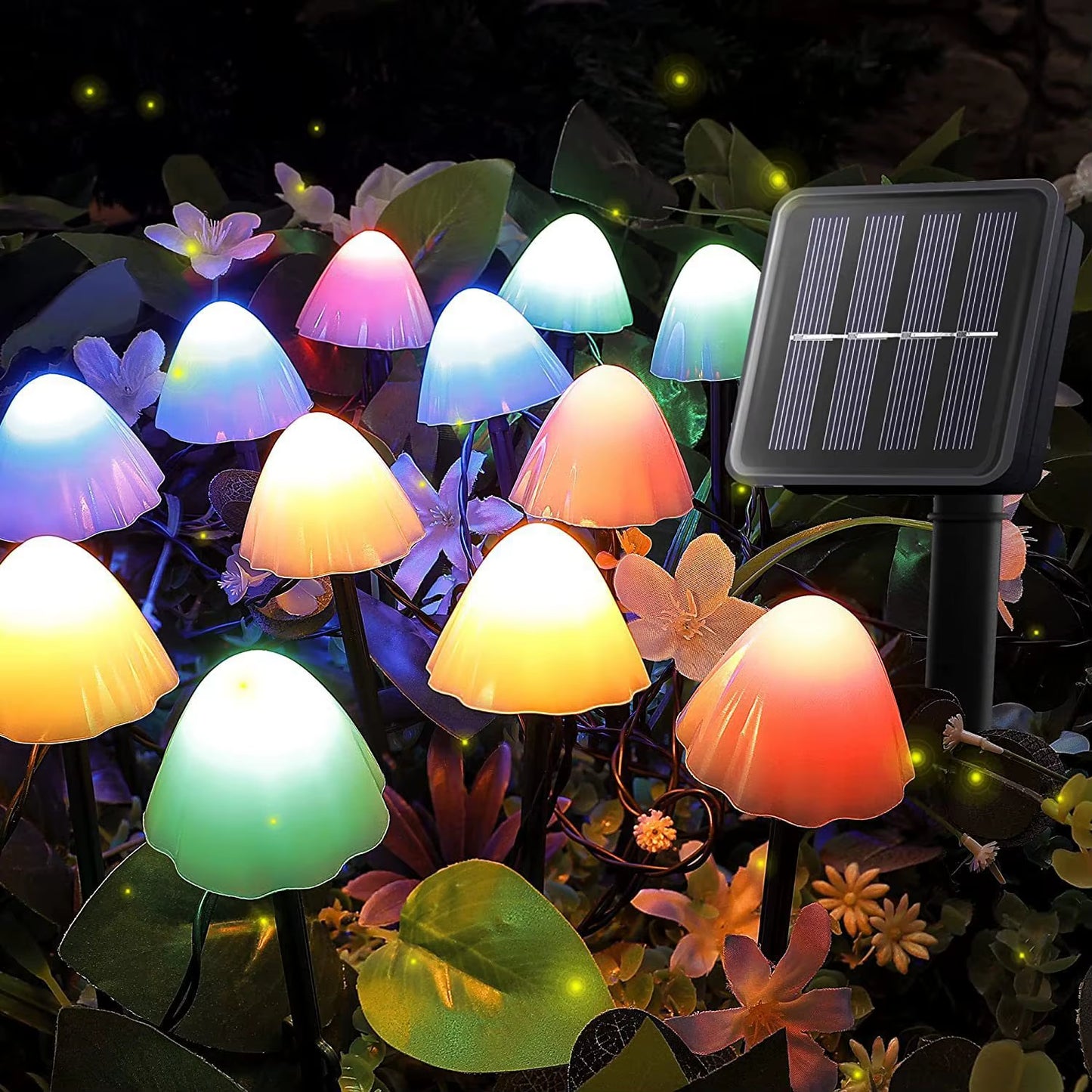 Solar Mushroom String Lights 8 Modes LED Fairy Light Outdoor IP65 Waterproof Lawn Lights Smart Photosensitive Landscape Light