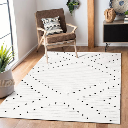 Boho Rug for Living Room 4' X 6', Moroccan Geometric Woven Cotton Large Area Rug, Machine Washable Rug Indoor Outdoor Rug for Bedroom Dining Room