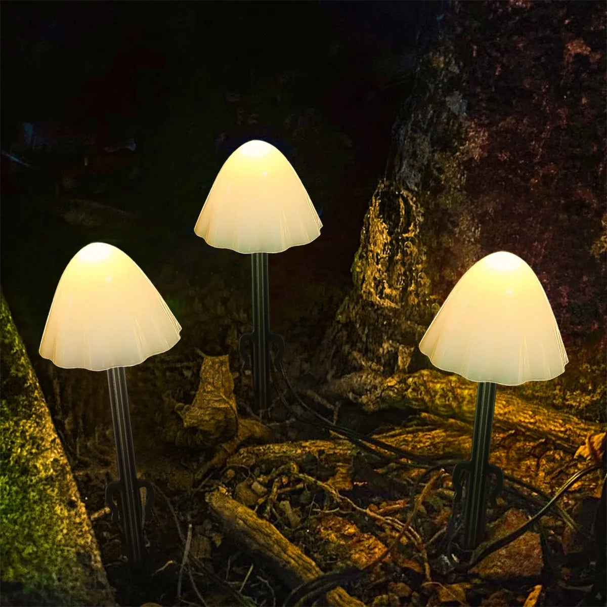 Mushroom Solar Lights, 8 Modes 12 LED Outdoor Waterproof Solar Garden Lights, Warm White Mushroom Solar Lights Landscape Pathway Lights