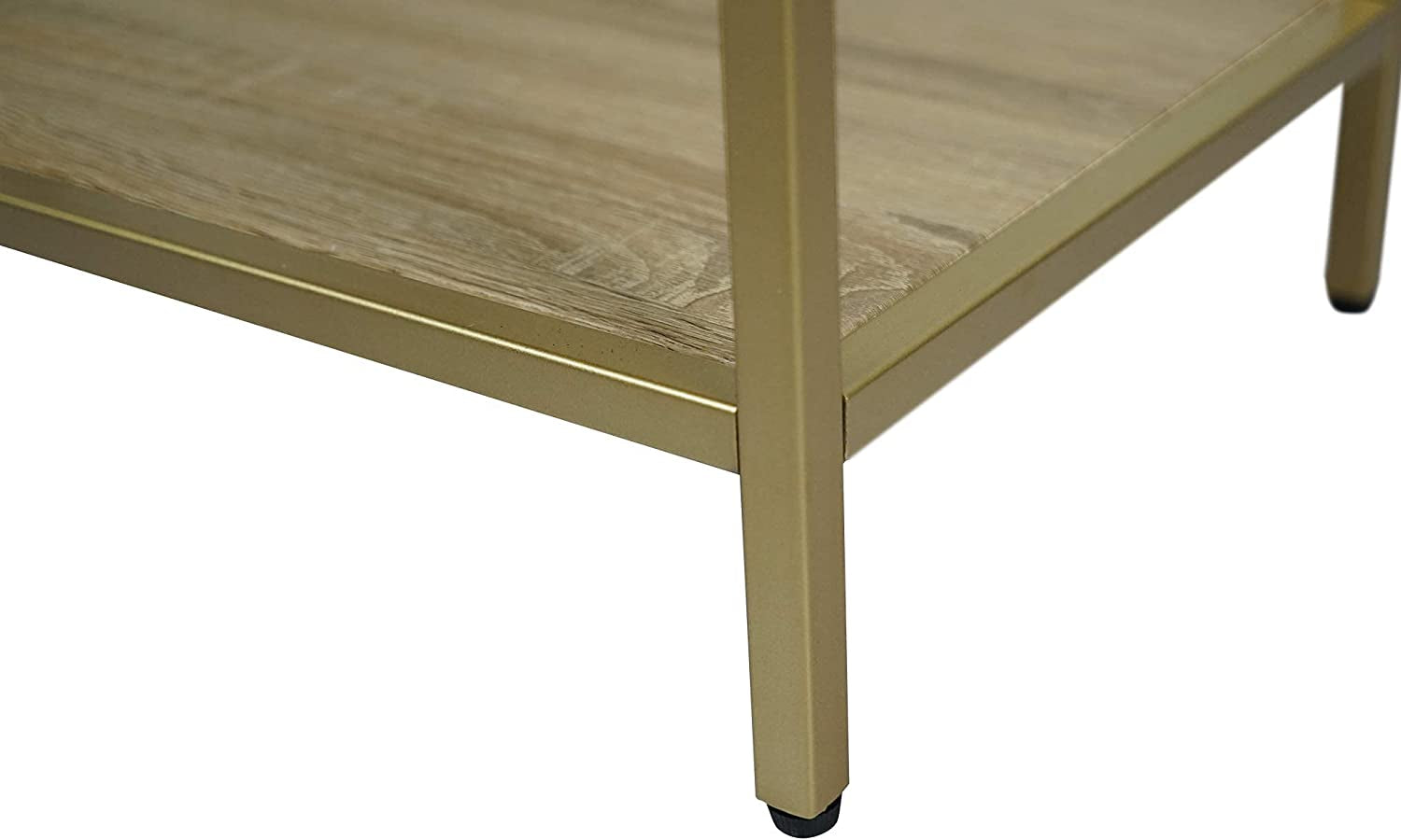 Farmhouse End Table, Gold, 25X12X27 Inches, Metal Top & Frame, Drawer, Indoor Use