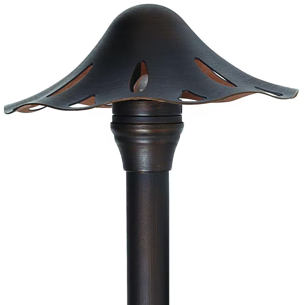 Solar Oil Rubbed Bronze Outdoor Integrated LED Mushroom Landscape Path Light with Remote Solar Panel (2-Pack)