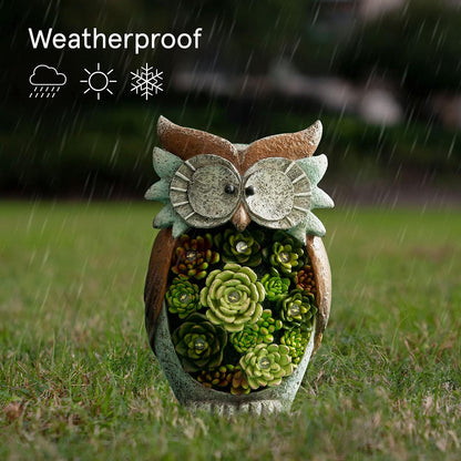 Owl Garden Statue Garden Decor with Solar LED Lights for Yard Patio, Owl Gifts for Owl Lovers, Outdoor Decorations Lawn Ornaments Animal Figurine, 10.5 X 6 Inch