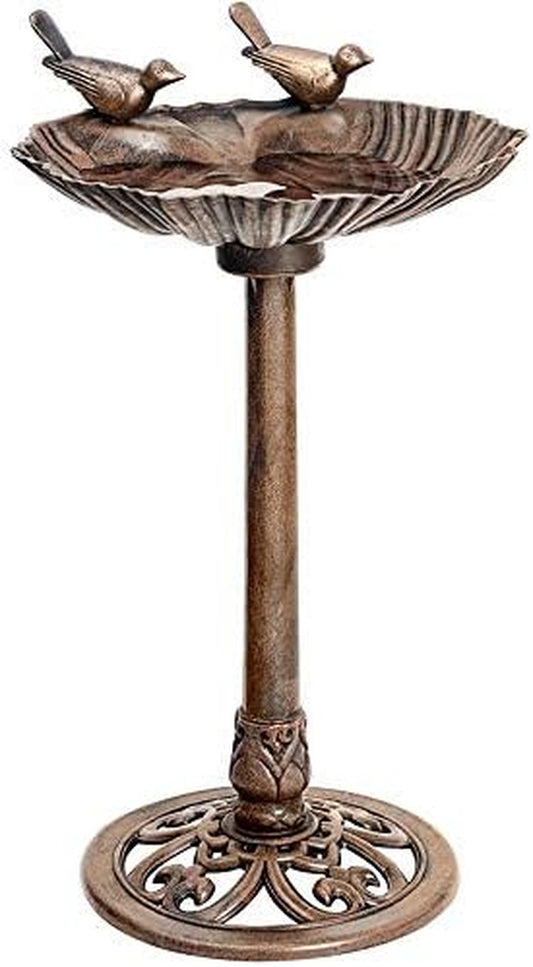 28 Inch Height Polyresin Lightweight Outdoor Double Birds Garden Bird Bath Copper