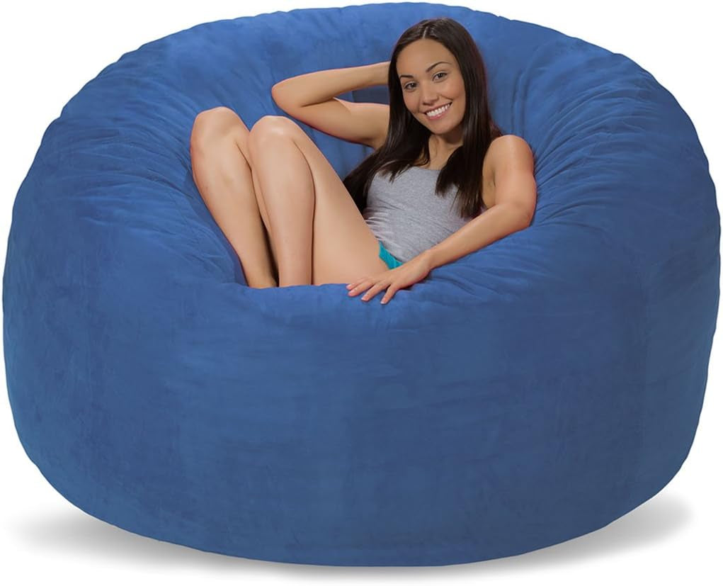 Memory Foam Bean Bag Chair, Royal Blue Micro Suede