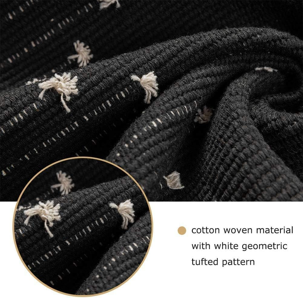 Boho Rug, Boho Kitchen Rug Runner Washable, Boho Bathroom Rug Woven Small Cotton Bohemian Tribal Farmhouse Tassels Bedroom Hallway Moroccan Bath Mat 3'X5', Black