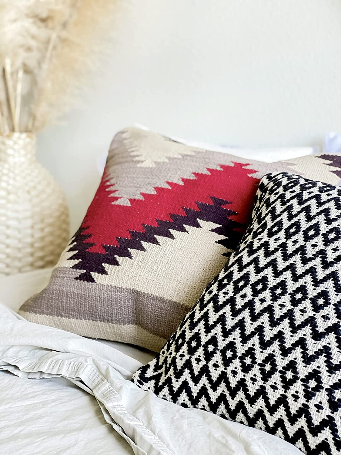 Kilim Pillow Cover 18X18 Boho Throw Pillow Bohemian Throw Pillows Boho Room Decor Boho Pillows Indie Decor Indie Pillow Covers Kilim Throw Pillow Black Beige