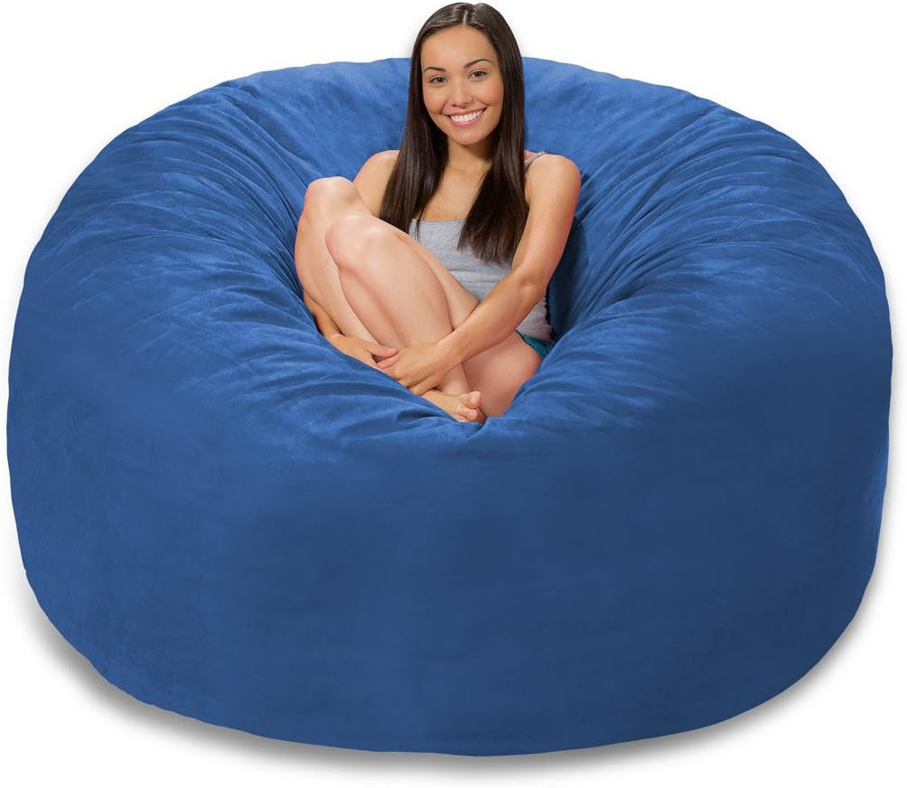 Memory Foam Bean Bag Chair, Royal Blue Micro Suede
