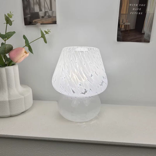 Colorful Flower Dot Glass Mushroom Lamp, American Retro Decorative Desk Lamp