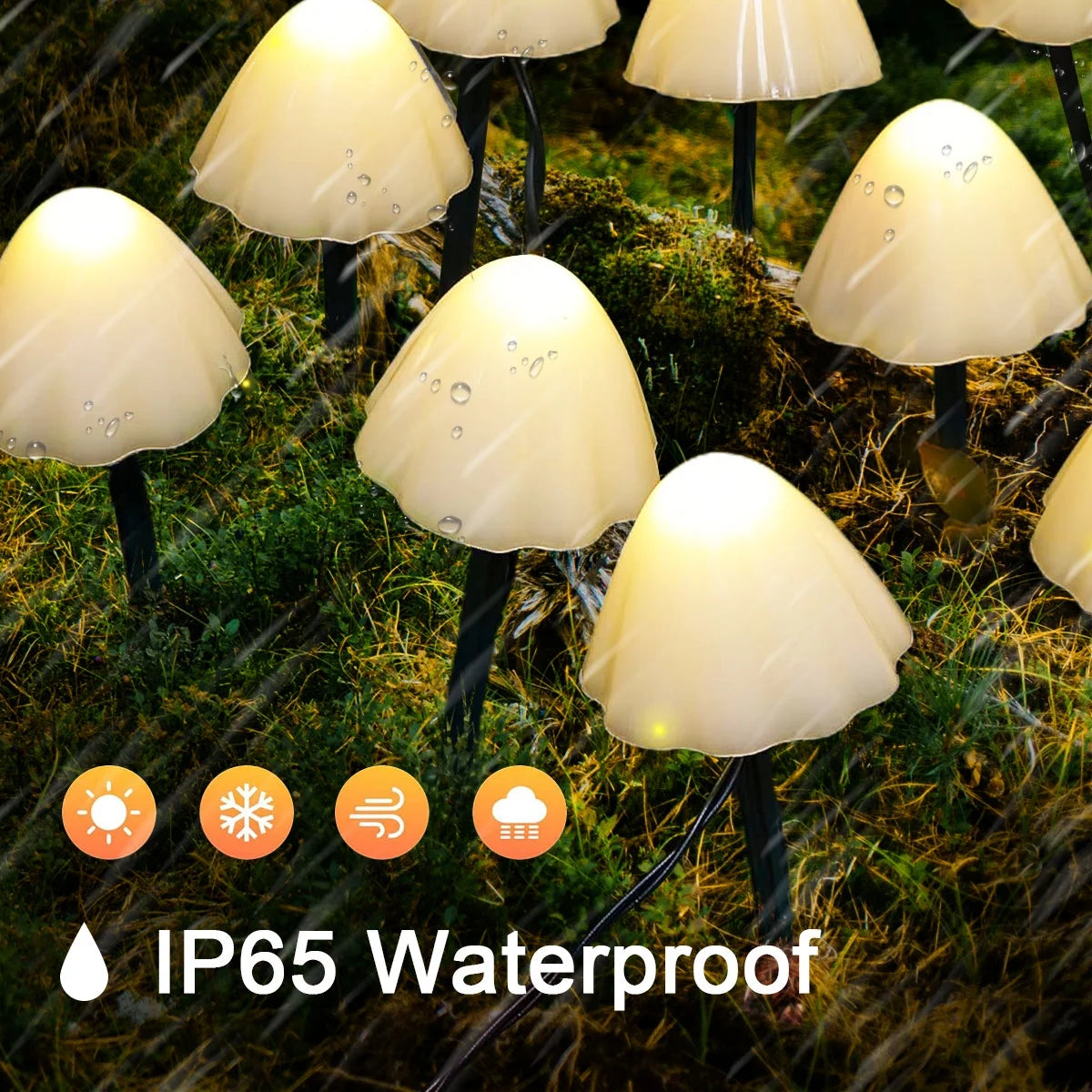 Mushroom Solar Lights, 8 Modes 12 LED Outdoor Waterproof Solar Garden Lights, Warm White Mushroom Solar Lights Landscape Pathway Lights