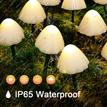 Mushroom Solar Lights, 8 Modes 12 LED Outdoor Waterproof Solar Garden Lights, Warm White Mushroom Solar Lights Landscape Pathway Lights