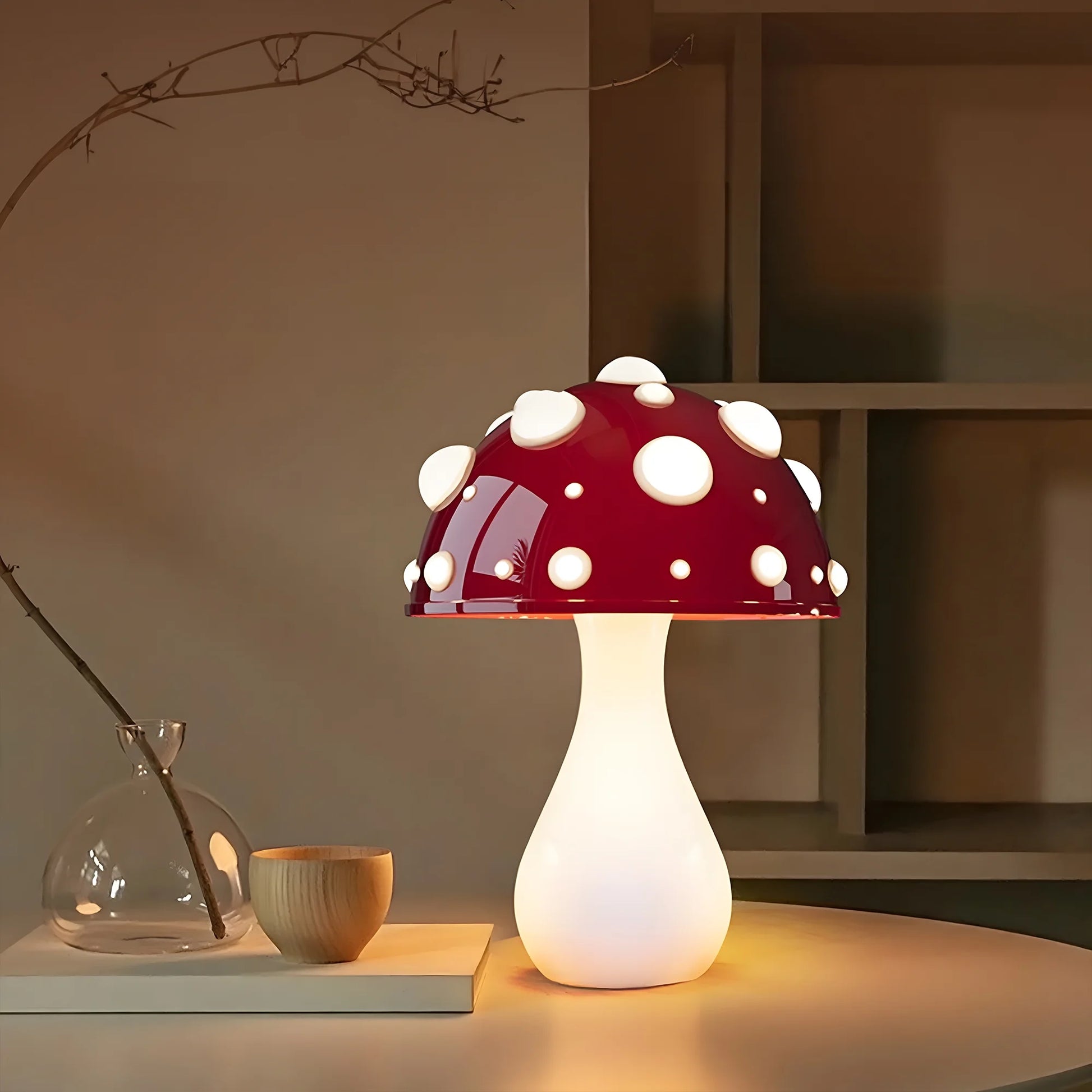 Mushroom Table Lamp Night Light for Home Decor White