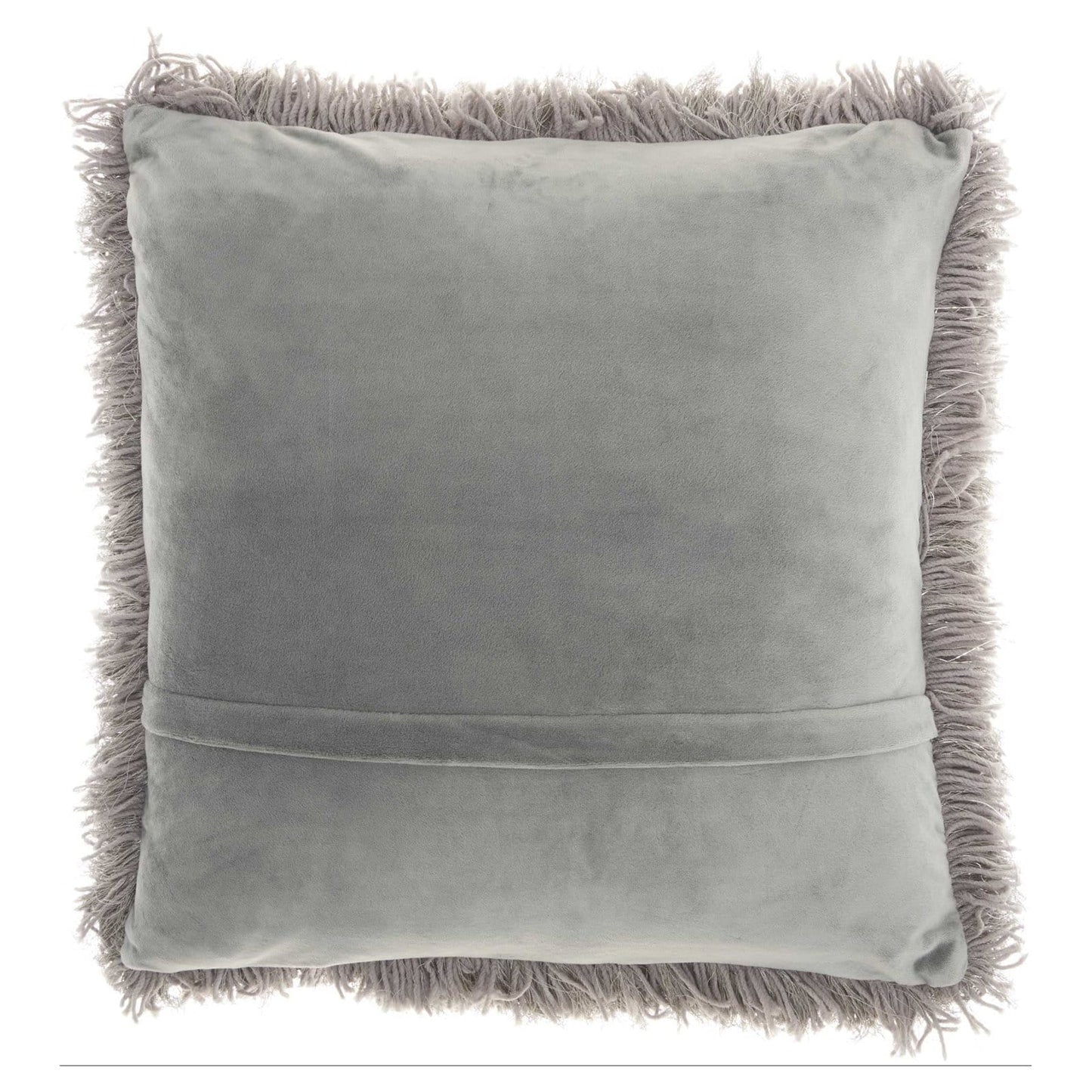 Yarn Shimmer Shag Decorative Throw Pillow, 17" X 17", Light Grey