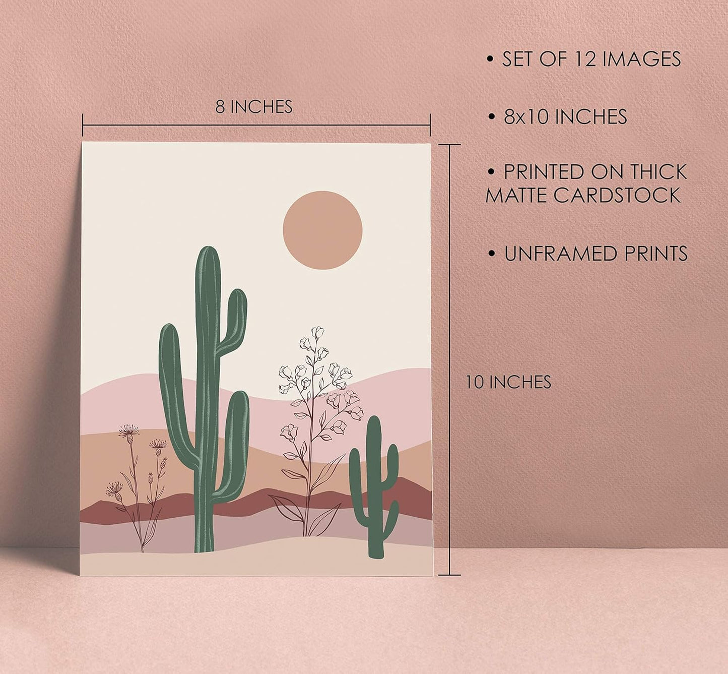 Boho Wall Art Prints Southwestern Art Wall Decor 8X10 12 Set, Neutral Aesthetic Wall Collage Kit, Modern Wall Art Desert Bedroom Posters,