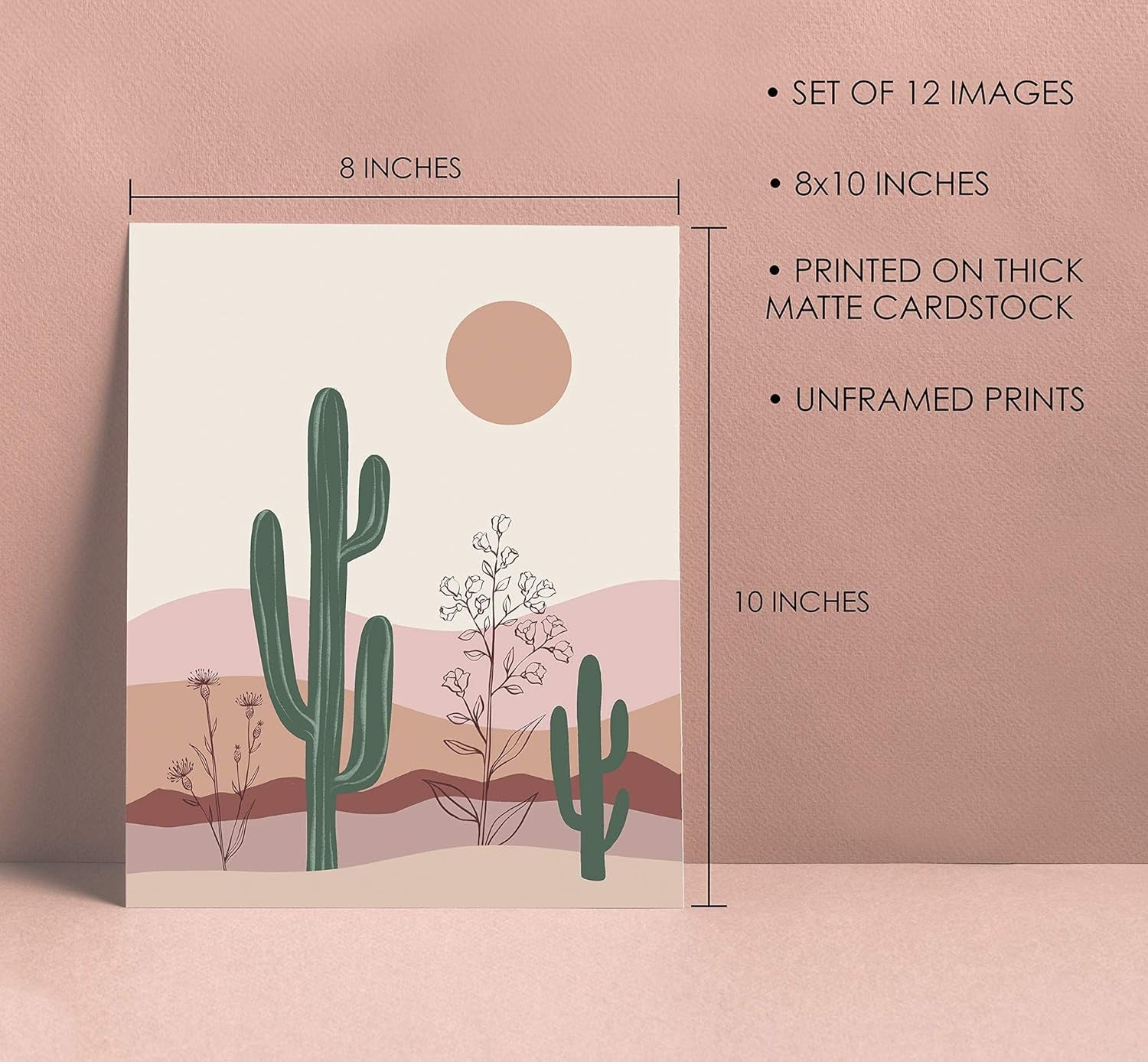 Boho Wall Art Prints Southwestern Art Wall Decor 8X10 12 Set, Neutral Aesthetic Wall Collage Kit, Modern Wall Art Desert Bedroom Posters,
