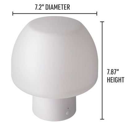 Lit New Multi-Color Multi-White LED Accent Mushroom Lamp with White Base, Remote Control