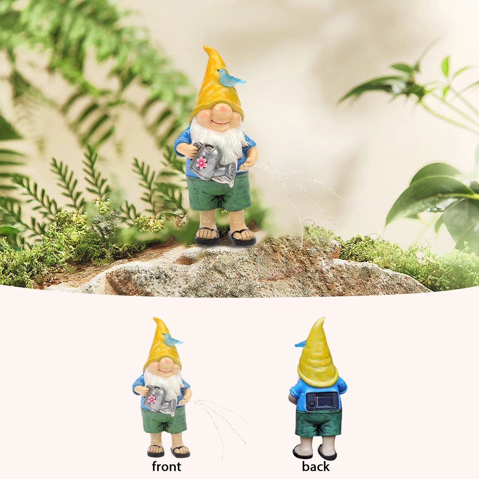 Creative Solar Glowing Elf Statue Ornament Resin Goblin Gnome Sculptures with Light Waterproof Garden Decor for Pathway