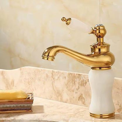 Bathroom Faucet Brass and Jade Faucet Bathroom Basin Faucet Sink Mixer Tap Gold Sink Faucet Bath Basin Sink Faucet
