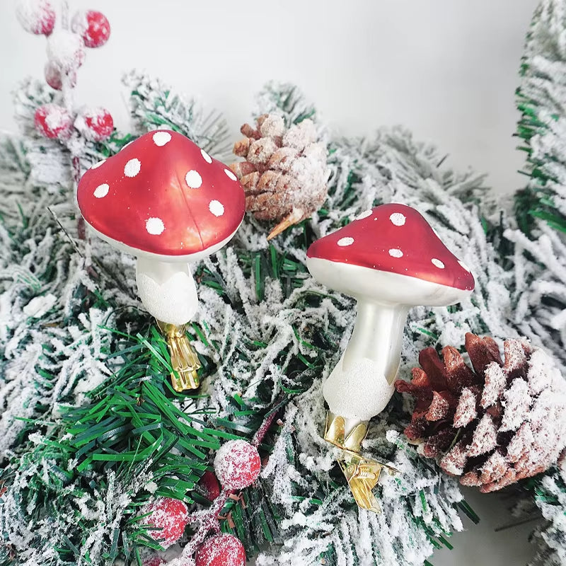 Glass Mushroom Clip Christmas Tree Ornaments Decorations for Home