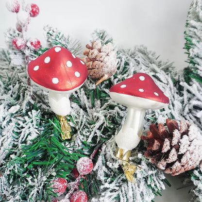 Glass Mushroom Clip Christmas Tree Ornaments Decorations for Home
