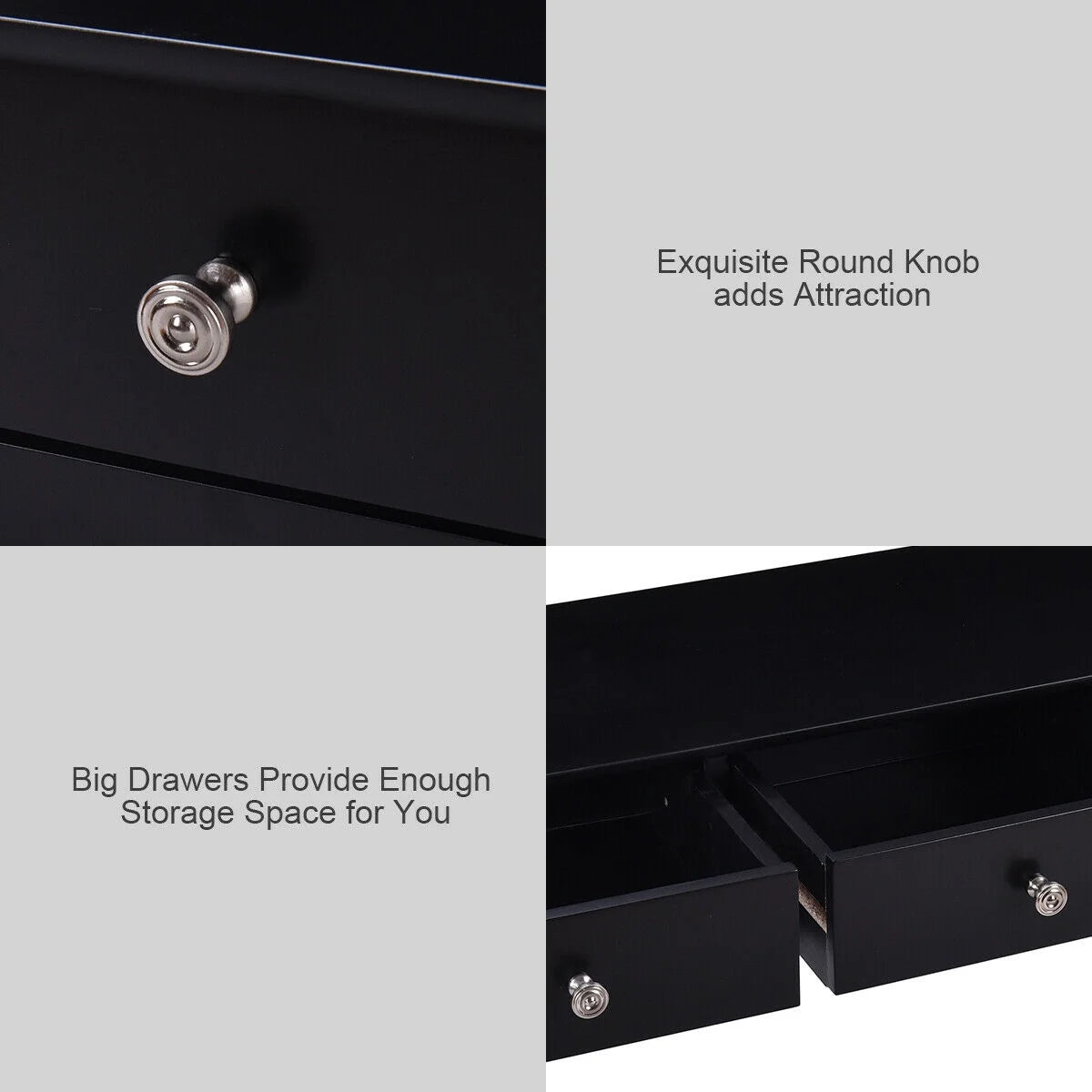 Console Table Hall Table Side Table Desk Accent Table 3 Drawers Entryway Black