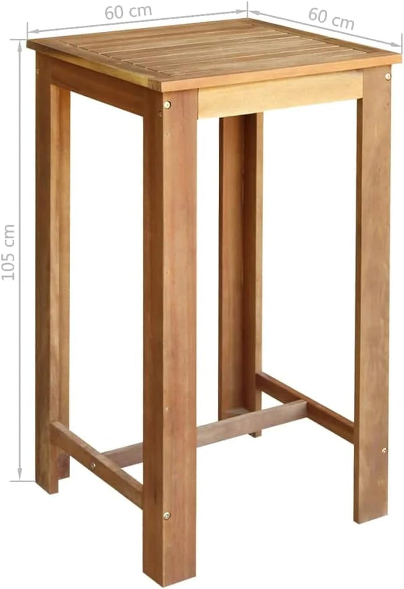 Solid Wood Acacia Bar Table Bistro Table Bar High Table Breakfast Table Dining Table Pub Table Kitchen Room Furniture 59.1"X27.6"X41.3" Brown