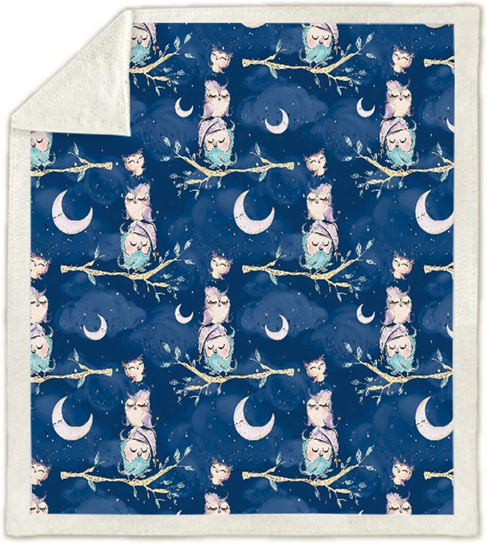 Owl Kids Blanket Sherpa Fleece Blanket Throw Size Fuzzy Flannel Blanket for Spring/Summer Soft Fleece Sofa Couch Blanket TV Bed Blanket to Kids 50"X 60"
