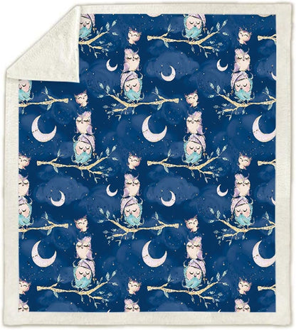 Owl Kids Blanket Sherpa Fleece Blanket Throw Size Fuzzy Flannel Blanket for Spring/Summer Soft Fleece Sofa Couch Blanket TV Bed Blanket to Kids 50"X 60"