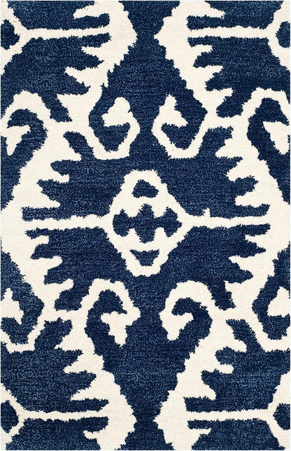 Wyndham Collection Accent Rug - 2'6" X 4', Royal Blue & Ivory, Handmade Modern Wool, Ideal for High Traffic Areas in Entryway, Living Room, Bedroom (WYD323C)