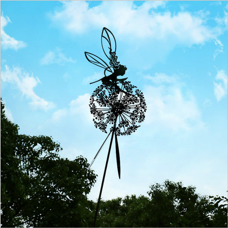 FARCENT Dandelion Magical Fairy Steel Wire Statue Garden Decorative Crafts